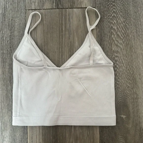 Garage Light Gray Ribbed Cropped Brami - Picture 2 of 3